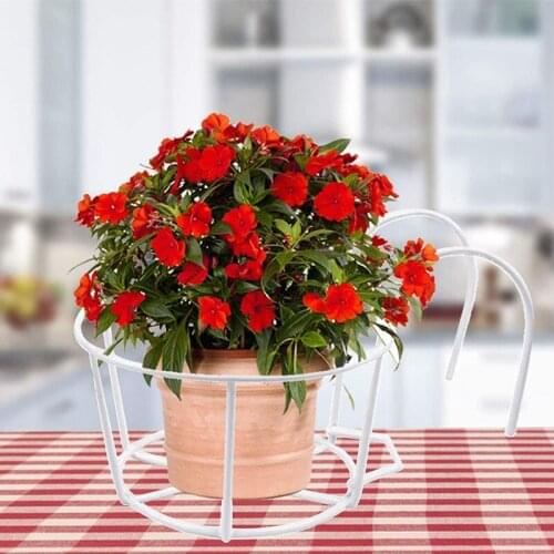 4 Pack Round Hanging Railing Planters Flower Pot Holders Metal Pot Plant Basket for Indoor and Outdoor Use White