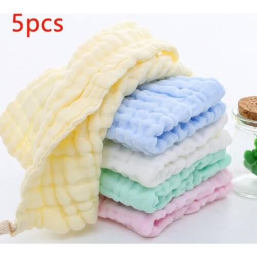 5pcs/lot Baby Towel 6 Layers Muslin Soft Handkerchief Children Cotton Saliva Bibs Baby Square Face Towel Baby Stuff for Newborns