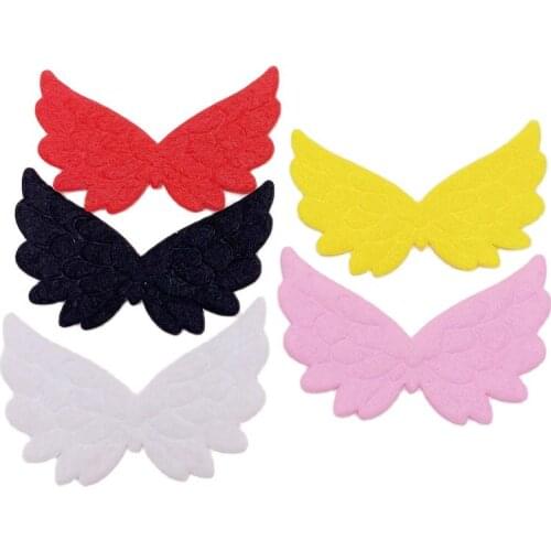 50Pcs/Lot 5*3.5CM White Felt Cloth Wings Padded Appliques For DIY Children Hair Clip Accessories And Garment Patches