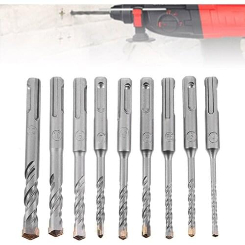 9pcs SDS Concrete Wall Brick Block Hole Drill Saw 4-12mm Double Flutes S4 Electric Hammer Drill Bits Electric Power Tool Parts