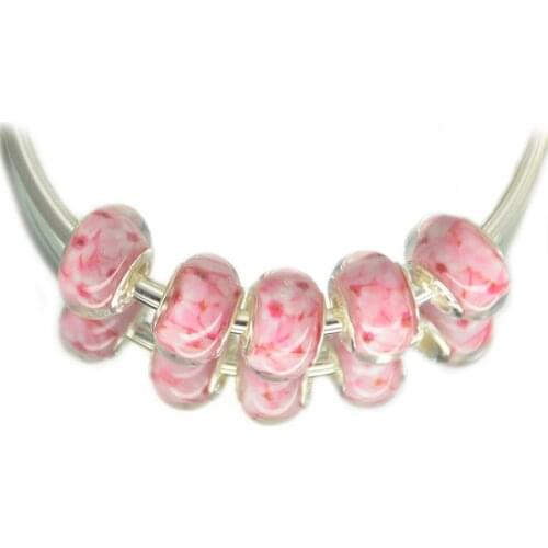 Acrylic Beads European Silver Plated Cord Big Hole Loose Beads Charms Fit Murano Bracelets Jewelry Findings kralen