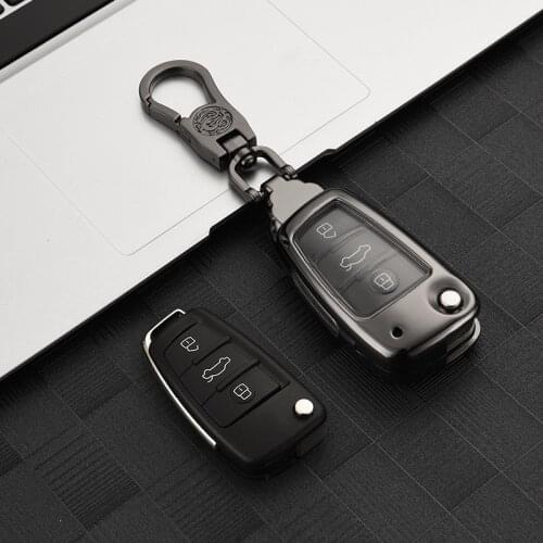 Zinc Alloy car accessories Car Key Cover Protector Case For Audi A3 A4 A5 C5 C6 8L 8P B6 B7 B8 C6 RS3 Q3 Q7 TT 8L 8V S3 keychain
