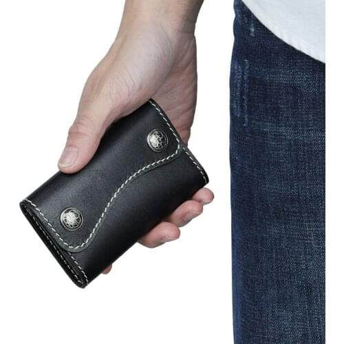 Car Key Holder For Men Genuine Leather Wallet Keychain Bag Case Male Waist Padlock Key Bag Vintage First Layer Cowhide