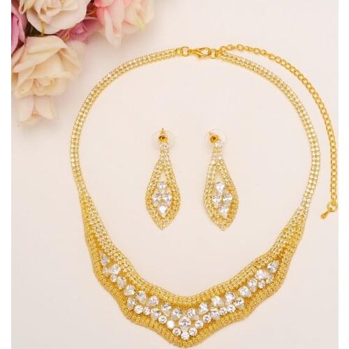 Bangrui Fashion Crystal Wedding Jewelry Sets For Bride Party Costume Accessories Bridal Decorations Necklace Earring Jewellery