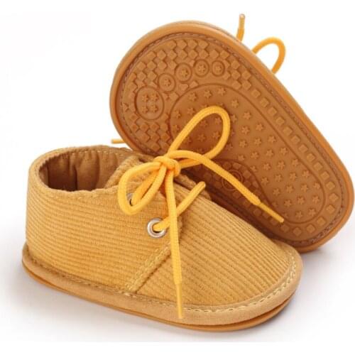 Baywell Autumn Baby Lace up Sneakers Anti-slip Prewalkers Soft Rubber Sole Girls Boys Solid Infant Shoes First Walkers 0-18M