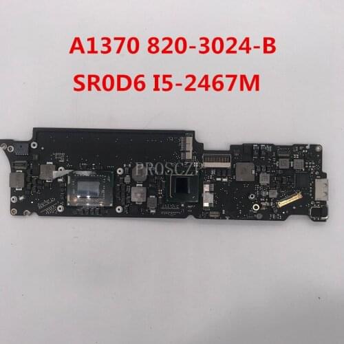 Free shipping For A1370 Laptop motherboard 820-3024-B With SR0D6 I5-2467M CPU MID 2011 1.6GHZ 4GB 100% working well