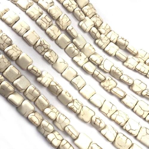 Natural White Turquoises Square Shape Loose Beads for Making DIY Jewelry Necklace Bracelet Accessories Size 10mm