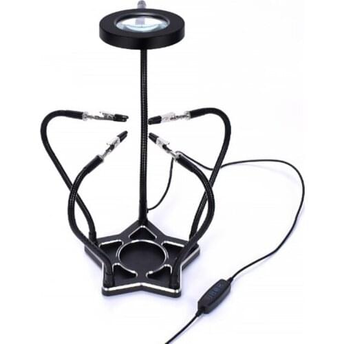 Soldering Iron Holder 1PC Flexible Helping Hands 3X USB Magnifying Glass Table Lamp Soldering Station DIY Welding Tool