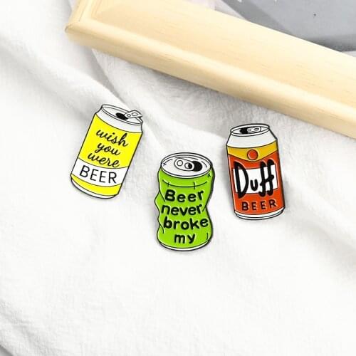Beer never broke my Enamel Pin Custom Duff Beer Brooch Bag Clothes Lapel Pin beer Summer refreshing Jewelry Gift for Fans Friend