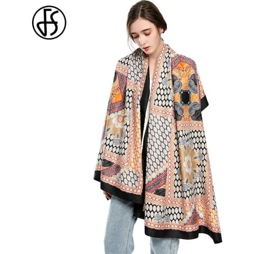 FS 2021 Winter Scarves For Women Cashew Stitching Printed Hijab Scarf Multicolor Long Luxury Satin Pashmina Shawl Foulard Femme