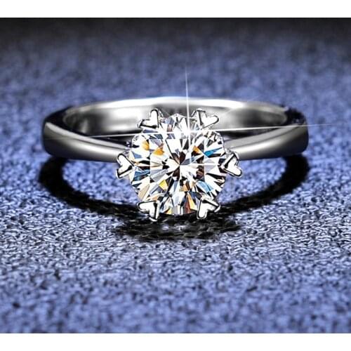 Inbeaut 925 Silver Excellent Cut 1 ct D Color Pass Diamond Test Moissanite Ring Genuine PT950 Stamp Engagement Rings Jewlelry