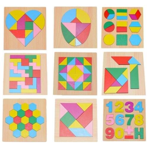 IQ Wooden Brain Teaser Puzzle Children Educational Tangram Puzzles Game for Children