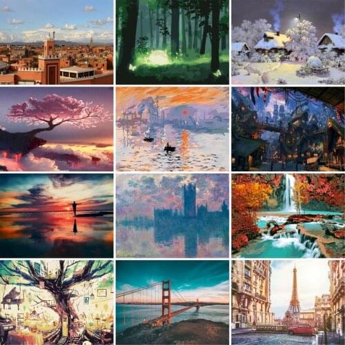 GATYZTORY 40x50cm diy frame painting by numbers landscape kits for adults paint by number canvas painting kits art oil HandPaint