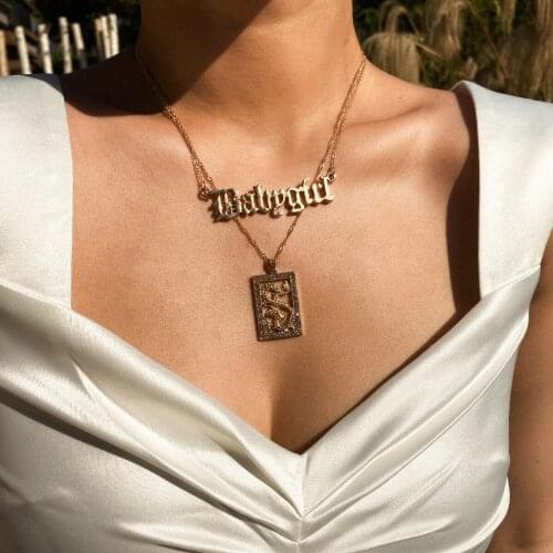 Chinese Style Fashion Jewelry Necklaces Pendants Necklace For Women Chunky Dragon Shaped Letter Pendant Thin Chain Multi Layer