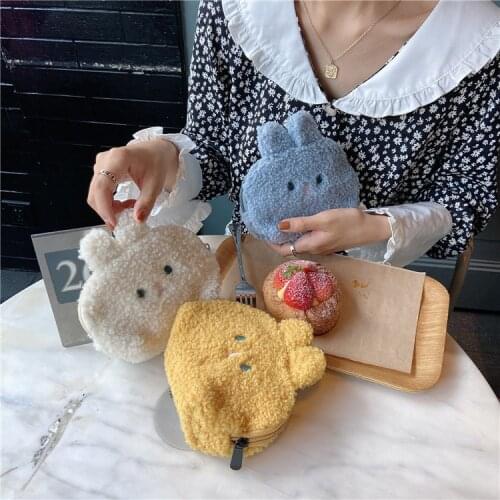 Kawaii Rabbit Plush Coin Purse Women Zip Change Purse Wallet Women Pouch Money Lipstick Storage Bag Card Holder Wallet