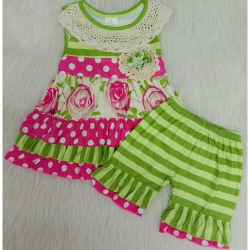 2020 hot sale kid clothing cute princess girl floral outfits pink blue flower summer set baby beautiful clothing sets