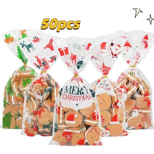 Christmas Gift Bags Candy Cookies Gift Bag Snack Biscuit Baking Package Wedding Birthday Party Decoration Favor Gift Snack Bags