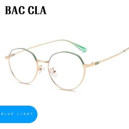 BAC CLA Fashion Anti-Blu-ray Glasses Metal Frame Female Round Glasses Mens Glasses Frame Nerd Flat Glasses Transparent Shadow
