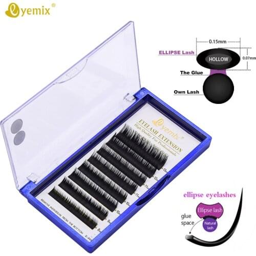 Mix Length Ellipse Flat False Eyelash Extensions Soft Thin Tip Flat Roots New Products Saving Time Recomended by Technicians