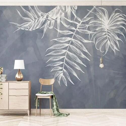 Custom Mural Wallpaper Modern 3D Navy Blue North European Style Leaf Photo Wall Painting Living Room TV Sofa Bedding Room Fresco