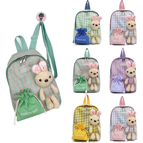 New Childrens Backpack Cute Rabbit Cartoon Kindergarten Mini Backpack Casual Plaid Boys and Girls Schoolbag backpacks for girls