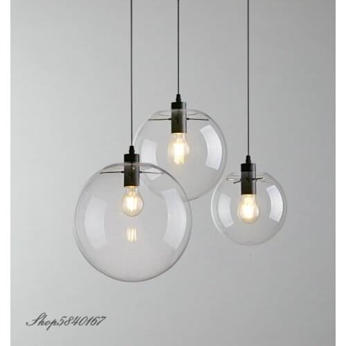 Post Modern Pendant Lamps Clear Glass Kitchen Hanging Lamps Dining Room Light Fixtures Creative Art Deco Loft Pendant Lights LED