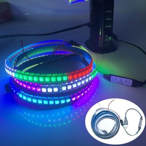WS2812B Led Strip WS2812 30/60/144Pixels/m RGB Individually Addressable Light USB 3key Controller For TV Back Under Cabinet DC5V