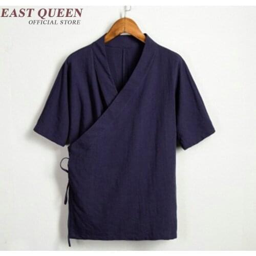 Traditional chinese clothing for men male Chinese mandarin collar shirt blouse wushu kung fu outfit China shirt tops NN0525