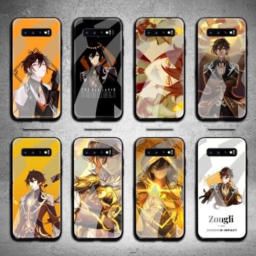 Zhongli Genshin Impact Phone Case Tempered Glass For Samsung S20 Plus S7 S8 S9 S10 Note 8 9 10 Plus
