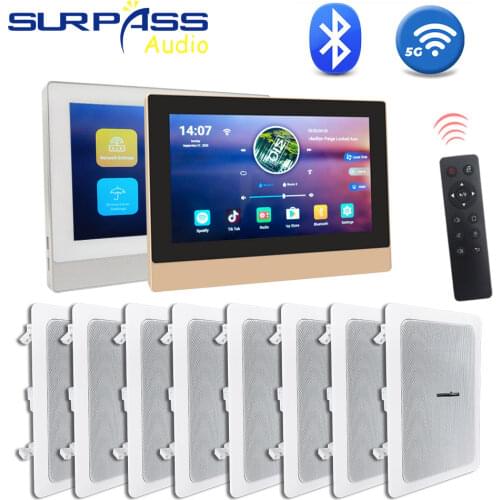 Wifi Bluetooth in Wall Sound Amplifier Android 8.1 Touch Screen Stereo Audio PA Wall Mounting Speaker for Home Theater System