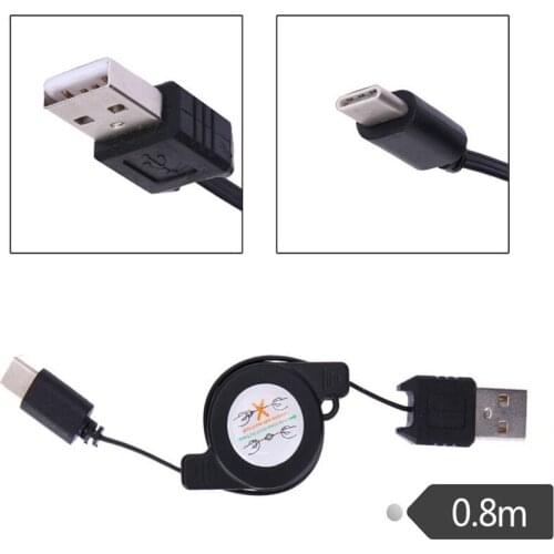 USB 2.0 Male to USB 3.1 Type C Retractable Charger Charging Sync Data Cable 0.8m/80cm