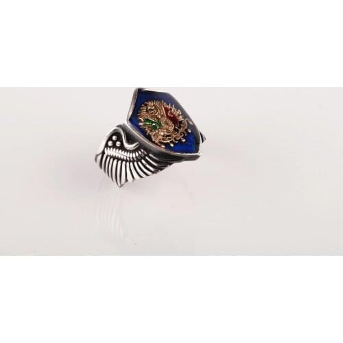 UM US JEWELRY Ottoman Tuğra Motif 925 Sterling Silver Men Ring