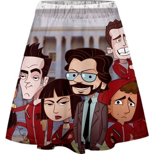 Money Heist 3D New Clothes 2019 Fashion Short skirt Elastic Waist Womens All-match Loose Solid Soft Casual Short skirt plus