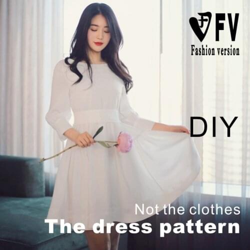 Womens Fashion Big Collar Dress Pattern Clothing Making Skirt Sewing Drawing BLQ-315