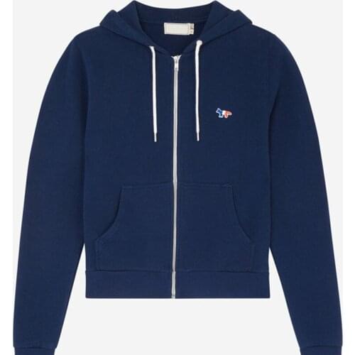 Women Autumn Fox Embroidery Fashion Brand Cotton Zip-up Coat Female High Street Casual Blue New Sweatshirt Lovers Coat ML016