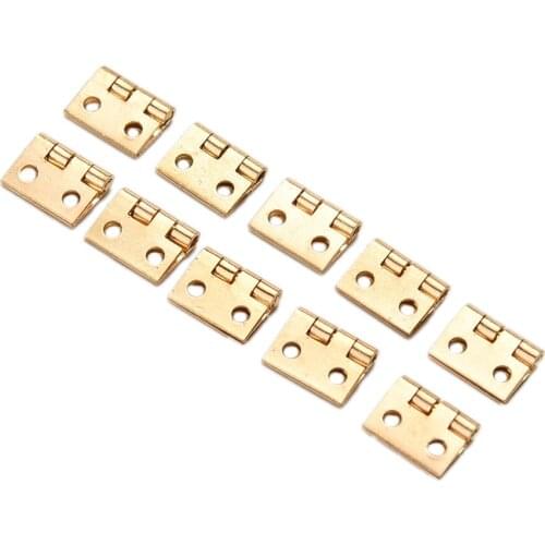 20pcs Cabinet Door Hinges Brass Plated Mini Hinge Small Decorative Jewelry Wooden Box Furniture Accessories 8mm*10mm