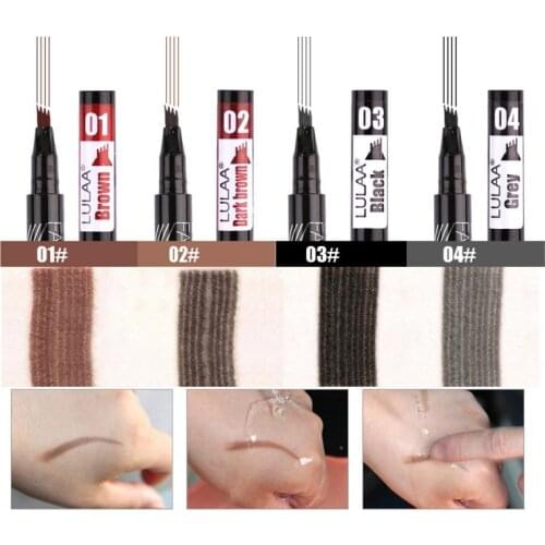 4 Points Eyebrow Pencil 4 Colors Liquid Brow Pen Microblading Eyebrow Pencil 3D Long-lasting Waterproof Eyebrow Pen Cosmetic