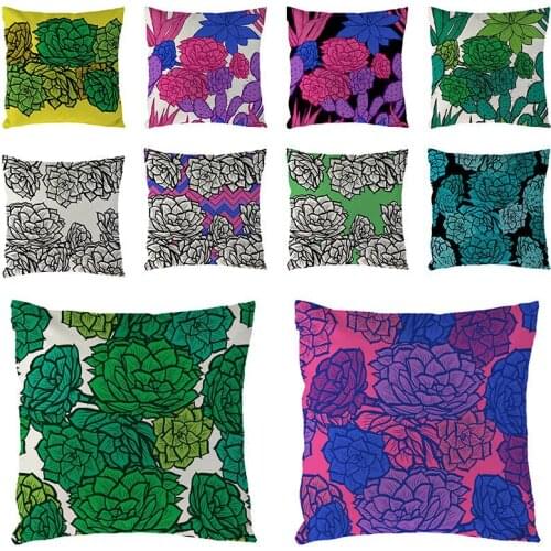 45x45cm Flower Pillows Cover Decor Colorful Floral Pillow Cases Linen Cotton Sofa Cushion Cover Home Decor 1635