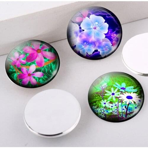 5Pcs/lot Colorful Flower Art Photo 25mm Glass Cabochon DIY Pendant Making Jewelry Accessories 12mm/16mm/20mm/25mm