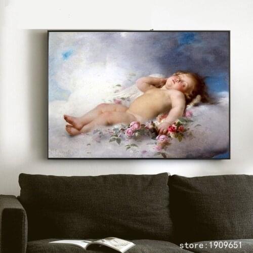 No frame classical religious figures sleeping angel baby canvas printings oil painting printed on cotton art decoration picture