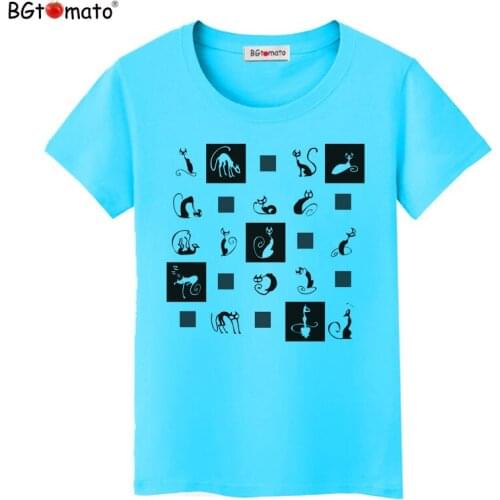 BGtomato Creative cats printing fashion T-shirts New trend summer clothes womens fashion tops Brand new tees