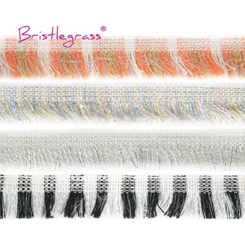 BRISTLEGRASS 1 Yard Crochet Lace Trims 30mm Glitter Yarn Braided Macrame Tassel Fringed Ribbon Tapestry Costume DIY Sewing Craft