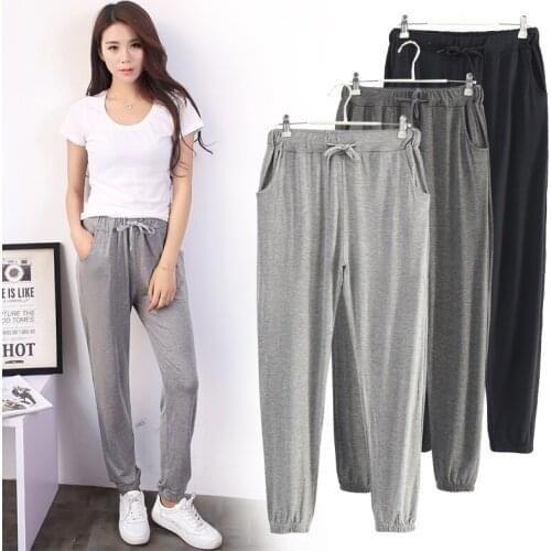New Thin Modal Harem Pants Women Summer Autumn Casual Plus Size Solid Pants Elastic Waist Loose Sporting Leggings Female Mw377