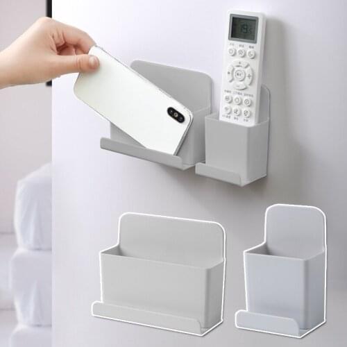 Nail-Free Remote Control Air Conditioner Storage Case Wall Mounted Organizer Storage Box Mobile Phone Holder Stand Container