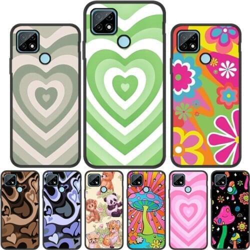 Case Realme C3 C12 C21 Case For Oppo Realme XT C11 C17 7I 7 6 Narzo 20 Pro XT 2 C15 A1K Reno Z Colorful Love Heart Cover