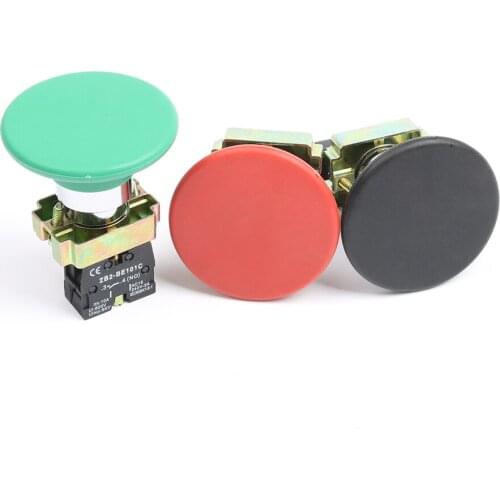 XB2-BR21 BR31 BR42 1NO/1NC 60mm Mushroom Head push button switch 22mm Momentary self-Reset Red Black Green