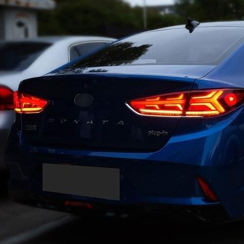 DRL Car TaillightsDynamic Turn Signal Taillights For Hyundai Sonata 9 18-19 LED Rear Lamp Brake Reverse Light Rear Back Up Lamp