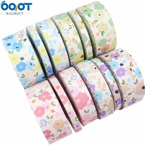 Double-Sided Flowers Cloth Ribbons 5Yards M-21728-1210 10/25/40MM DIY Crafts Hairclip Apparel Accessories and Sewing Decorations