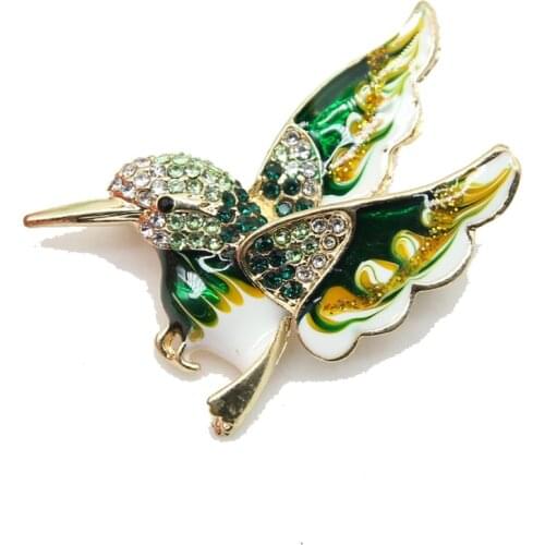 Elegant Pin Women Brooch Rhinestone Gifts Cartoon Hummingbird Breast Pin Accessories Jewelry Body Accessories
