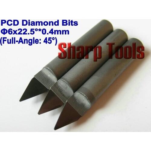 6*0.4mm 45 Angle- New 3pcs PCD Diamond Tool Bits, GOOD Discount CNC router machine tools for stone engraving carving